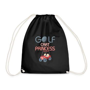 Golf Cart Princess Woman Girl Golfer - Turnbeutel - Schwarz - Vorne