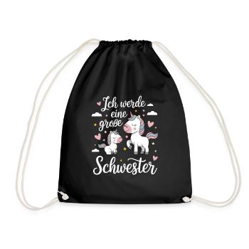 Ich werde eine große Schwester Einhorn - Turnbeutel - Schwarz - Vorne