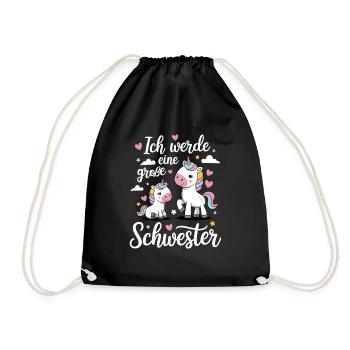 Ich werde eine große Schwester Einhorn - Turnbeutel - Schwarz - Vorne