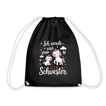 Ich werde eine große Schwester Einhorn - Turnbeutel - Schwarz - Vorne