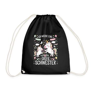 Ich werde eine große Schwester Einhorn - Turnbeutel - Schwarz - Vorne