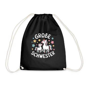 Ich werde eine große Schwester Einhorn - Turnbeutel - Schwarz - Vorne