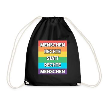 Menschenrechte statt rechte Menschen - Turnbeutel - Schwarz - Vorne
