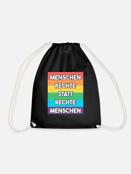 Menschenrechte statt rechte Menschen - Turnbeutel - Schwarz