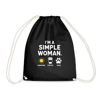 I'm a simple woman like sunshine dogs & coffee - Drawstring Bag - black - Front