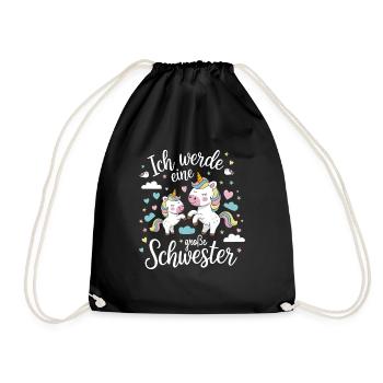 Ich werde eine große Schwester Einhorn - Turnbeutel - Schwarz - Vorne