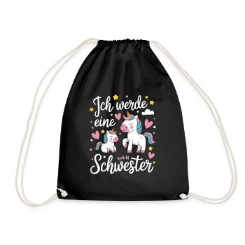 Ich werde eine große Schwester Einhorn - Turnbeutel - Schwarz - Vorne