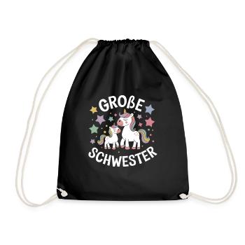 Ich werde eine große Schwester Einhorn - Turnbeutel - Schwarz - Vorne