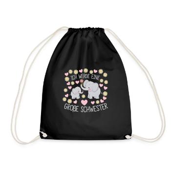 I'm going to be a big sister elephant - Drawstring Bag - black - Front