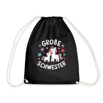 Ich werde eine große Schwester Einhorn - Turnbeutel - Schwarz - Vorne