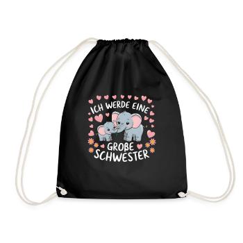 I'm going to be a big sister elephant - Drawstring Bag - black - Front