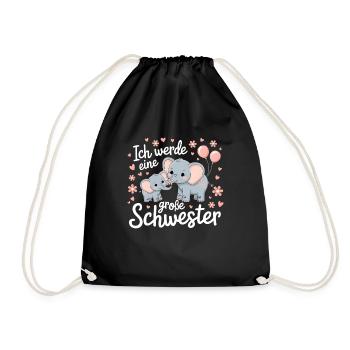 I'm going to be a big sister elephant - Drawstring Bag - black - Front