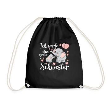 I'm going to be a big sister elephant - Drawstring Bag - black - Front