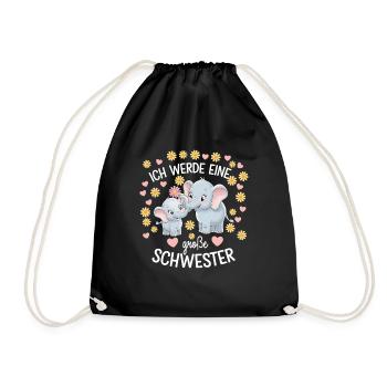 I'm going to be a big sister elephant - Drawstring Bag - black - Front