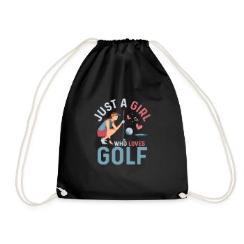 Just A Girl Who Loves Golf Hobby Golfer - Drawstring Bag - black - Front