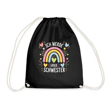 Ich Werde Große Schwester Regenbogen Boho - Turnbeutel - Schwarz - Vorne
