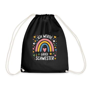 Je vais être grande sœur arc-en-ciel boho - Sac de sport léger - noir - Devant