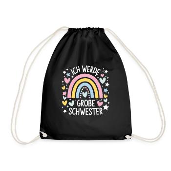Ich Werde Große Schwester Regenbogen Boho - Turnbeutel - Schwarz - Vorne