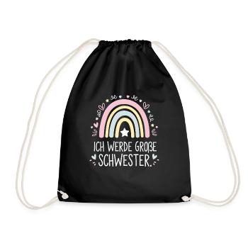Je vais être grande sœur arc-en-ciel boho - Sac de sport léger - noir - Devant