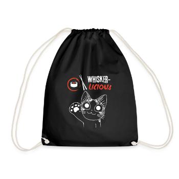 Whiskerlicious Bites – Sushi for Cat Lovers - Drawstring Bag - black - Front