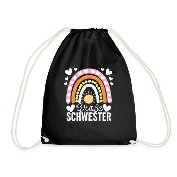 Je vais être grande sœur arc-en-ciel boho - Sac de sport léger - noir - Devant