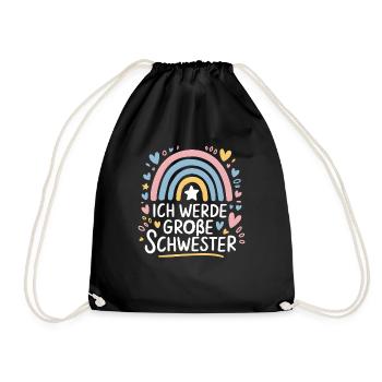 Ich Werde Große Schwester Regenbogen Boho - Turnbeutel - Schwarz - Vorne
