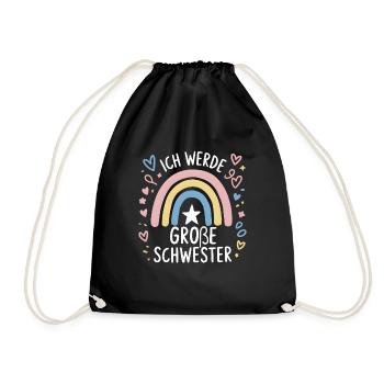 Je vais être grande sœur arc-en-ciel boho - Sac de sport léger - noir - Devant