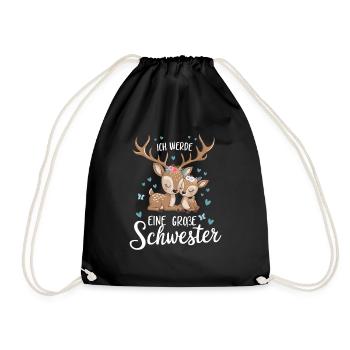 Ich werde eine große Schwester Reh Rehe - Turnbeutel - Schwarz - Vorne