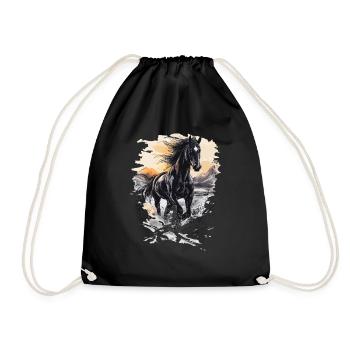 Horse Horses Riding Yellowstone Rider Rip Stable - Drawstring Bag - black - Front