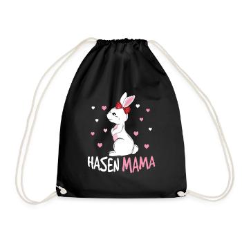 Loving bunny mom with heart - Drawstring Bag - black - Front