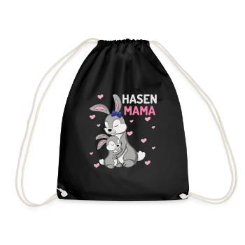 Liebevolle Hasen Mama Umarmung - Turnbeutel - Schwarz - Vorne