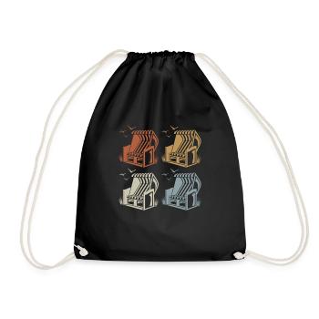 Beach Chair Retro - Vintage - Silhouette - Drawstring Bag - black - Front