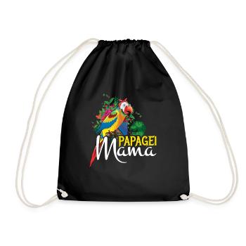 Parrot Mom Colorful Art - Drawstring Bag - black - Front