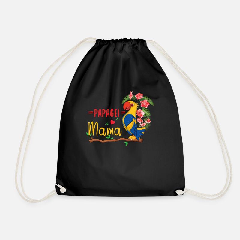 Papagei Mama Exotische Blumenfreude - Turnbeutel - Schwarz