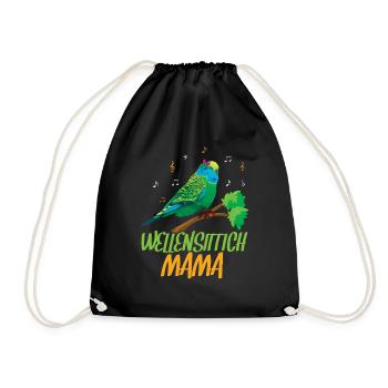 Budgie Mom Music Lover - Drawstring Bag - black - Front