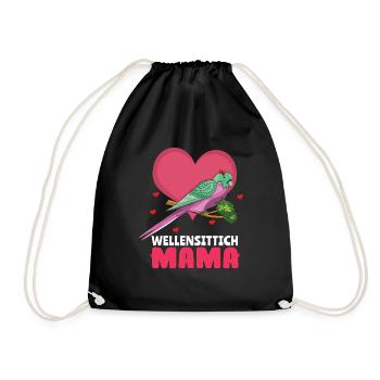 Budgie Mom Loving Parrot Friends - Drawstring Bag - black - Front
