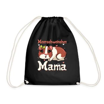 Meerschweinchen Mama Süßes Nagetier Motiv - Turnbeutel - Schwarz - Vorne
