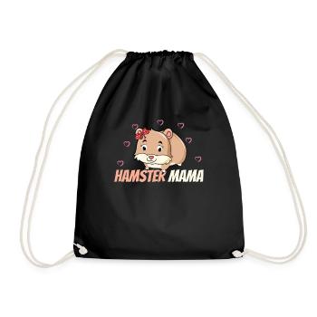 Cute hamster mom with heart motif - Drawstring Bag - black - Front
