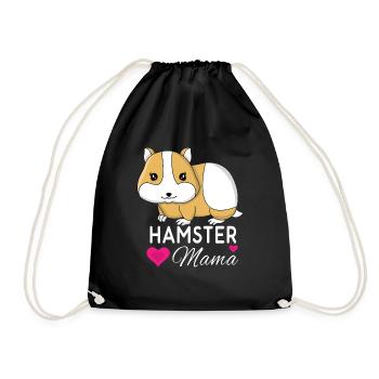 Liebevolle Hamster Mama Herzdesign - Turnbeutel - Schwarz - Vorne