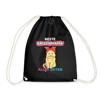 Beste Katzenmama Aller Zeiten Mit Niedlicher Katze - Turnbeutel - Schwarz - Vorne