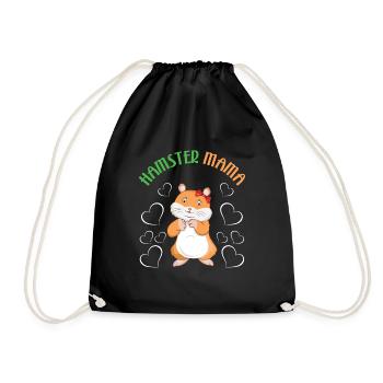 Hamster Mom Loving Hearts Graphic - Drawstring Bag - black - Front
