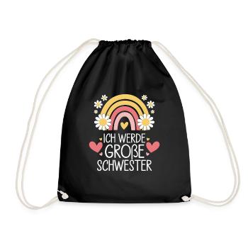 Ich Werde Große Schwester Regenbogen Boho - Turnbeutel - Schwarz - Vorne