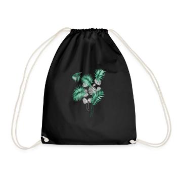 Tropical Leaves Design - Drawstring Bag - black - Front