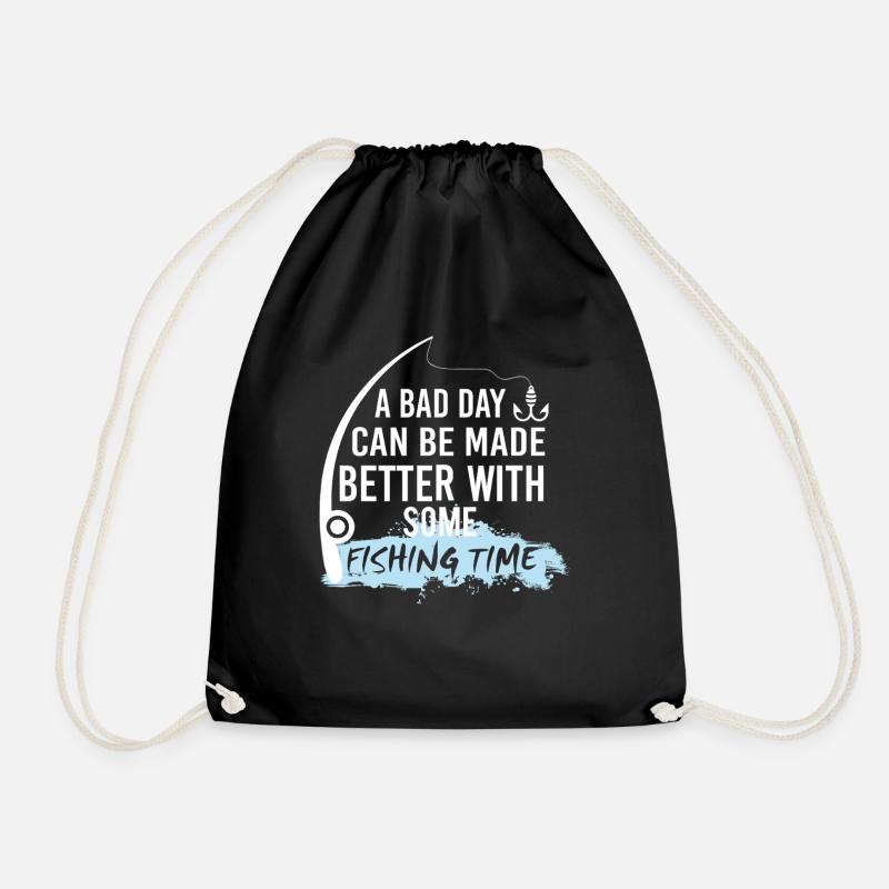 Have a Better Day With Fishing - Drawstring Bag - black