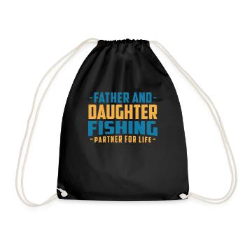 Father And Daughter Fishing - Drawstring Bag - black - Front