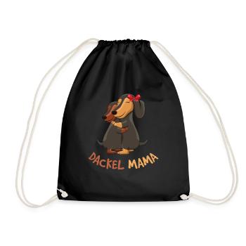 Dackel Mama Liebevoller Hund Umarmung - Turnbeutel - Schwarz - Vorne
