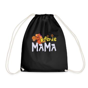 Stolze Pferde Mama Illustration - Turnbeutel - Schwarz - Vorne