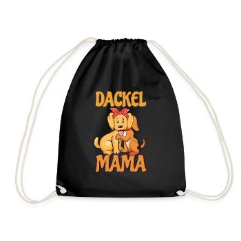 Niedliche Dackel Mama Illustration Für - Turnbeutel - Schwarz - Vorne