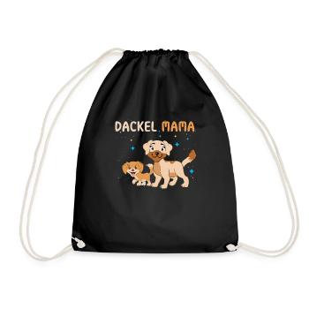 Dackel Mama Süße Hunde Illustration - Turnbeutel - Schwarz - Vorne