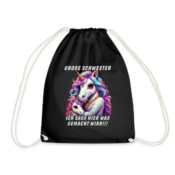EINHORN GROßE SCHWESTER - Turnbeutel - Schwarz - Vorne